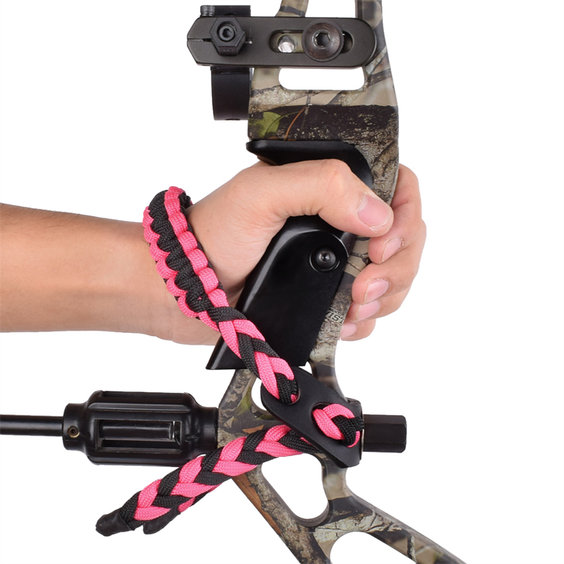 Elong al aire libre 470014 Sling de la muñeca cuero metal grome rosa para disparo de arco compuesto