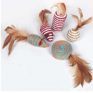 PET Varilla de madera Pluma Funny Cat Stick Combinación Gato Juguete Conjunto Caja Siete pieza Mouse Sisal Ball Funny Cat Artifact