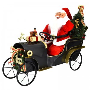 60 cm LED musical animado Santa con coche