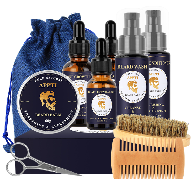 En stock Men \\ 's Productos para el cuidado de la piel Nutrientes puros Barba de cuidado de la barba Juego de crema de aceite de aceite de aceite