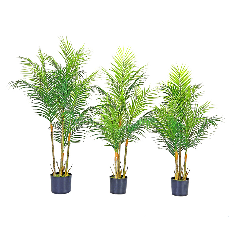 Venta caliente Fake Plantas Verdes Plástico Platos Artificiales Plantas Artificiales Phoenix Palm Tree con Pote Para Decoración Del Hogar