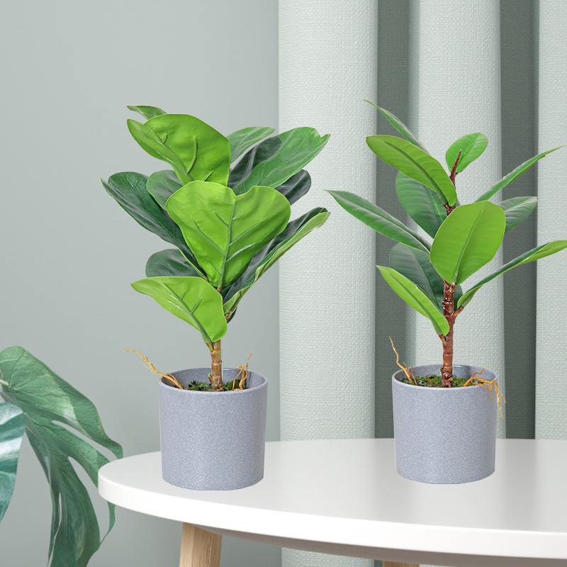 Decoración para el hogar Mejor casinatural Faux Pequeñas plantas verdes en maceta Bonsai artificial