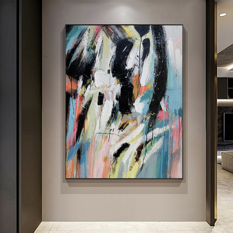 Pintura al óleo abstracta del arte moderno hecha a mano 100% en lienzo para la decoración de la entrada