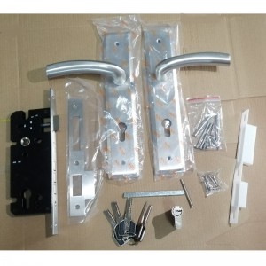 6003 Manija de puertas de placa larga Juego de palanca de acero inoxidable, bloqueo de mortaja contemporáneo moderno