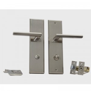 6201 Juego de palanca tubular de bloqueo de puerta de placa larga, juego de mango de aleación modernos de alta calidad para la puerta de entrada y puerta exterior