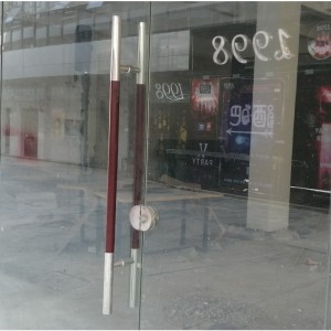 SS-039 ARRESTA DE MADERA CONTAMPORO Manija de estilo de estilo de escalera de doble cara, mango de puerta de vidrio de acero inoxidable