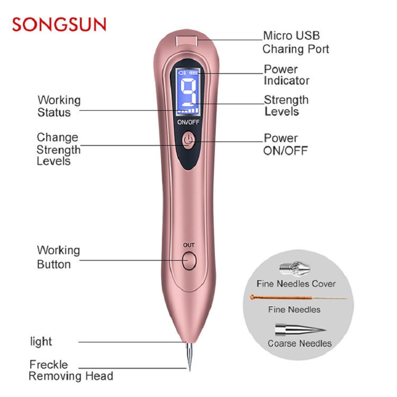 Acné Freckle Tag Piel Tatoo Dispositivo Sweep Spot Scrowing Pen Plasma Laser Mole Remover Beauty Pen