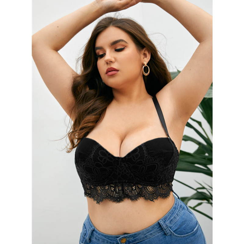 Nuevo diseño de sujetador de encaje Set Bordado sexy mujer más tamaño recolectar formando ropa interior bragas