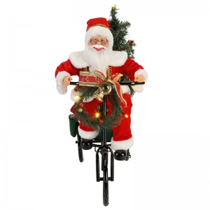 45 cm Papá Noel sentado en iluminación de triciclo Decoraciónnavideña Estatuilla Colección Festival de vacaciones Artículo personalizado