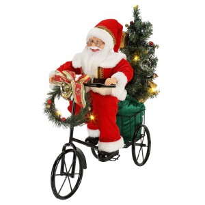 45 cm Papá Noel sentado en iluminación de triciclo Decoraciónnavideña Estatuilla Colección Festival de vacaciones Artículo personalizado
