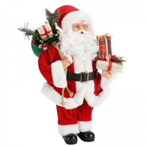 42 cm de pie Santa Claus Ornamento Decoración Figurine Colección Tela Festival de vacaciones Peluche de Navidad Artículo personalizado