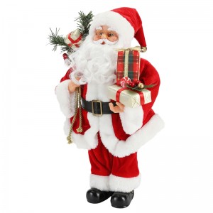 42 cm de pie Santa Claus Ornamento Decoración Figurine Colección Tela Festival de vacaciones Peluche de Navidad Artículo personalizado