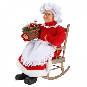 45 cm Santa Mujeres Santa Sentado En Silla Música Eléctrica Móvil Decoración De Navidad Estatuilla Muñeca Tela Festival Festival