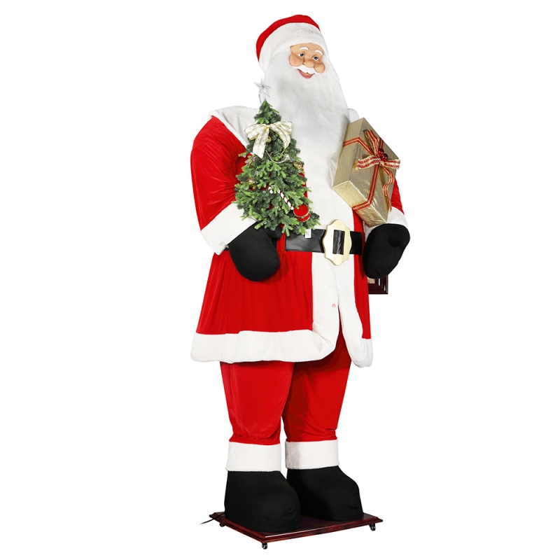 3,8M Gran Navidad Santa Claus con bolso de árbol y regalo LED Luz de levantamiento y abajo Mostrar Decoración de la exposición Festival de vacaciones de lujo