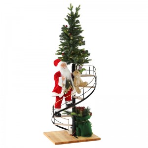 60 cm Escalera de Navidad Santa Claus con iluminación Ornamento musical Decoración Festival Festival Estatuilla Colección Tradicional