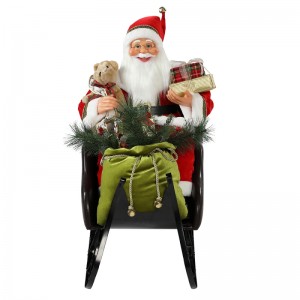 80 cm sentados Santa Claus con adornos de iluminación COLECCIÓN DE FIGURINA DE FIGURÍA DE FAÑOS