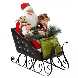 80 cm sentados Santa Claus con adornos de iluminación COLECCIÓN DE FIGURINA DE FIGURÍA DE FAÑOS