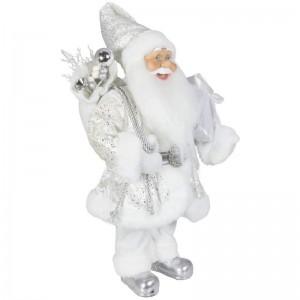 Noble 45 cm Decoraciónnavideña de pie Santa Claus en plata Árboles de árboles Suministros Figuras de vacaciones tradicionales