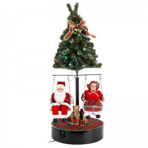 120 cm de Navidad girar el árbol Santa Claus con el ornamento musical Festival Festival Figurine Colección tradicional