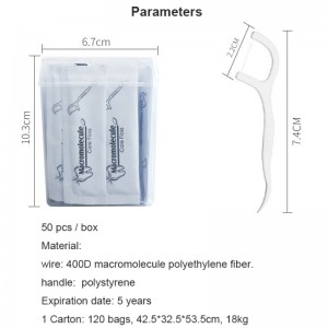 50 Picks Etiqueta privada Caja de hilo dental de alta calidad Higiene oral envuelto individualmente Pasaje de dientes Portátil Portátil Floss Dental