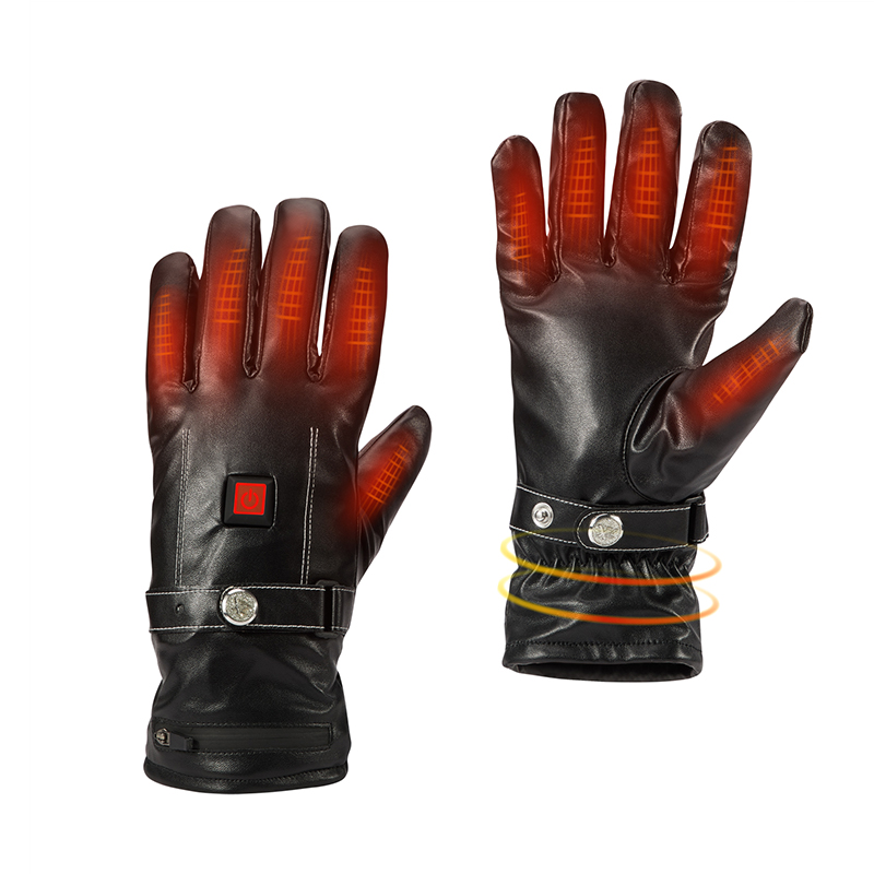 Nuevo diseño de guantes con calefacción eléctrica de cuero para hombres, guantes de calefacción para esquiar.