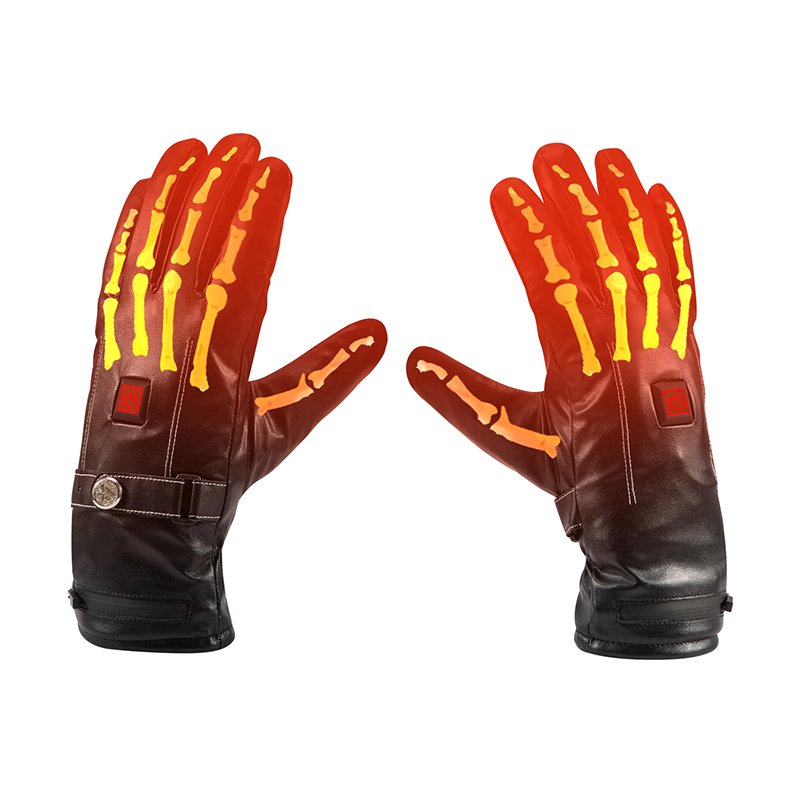 Nuevo diseño de guantes con calefacción eléctrica de cuero para hombres, guantes de calefacción para esquiar.