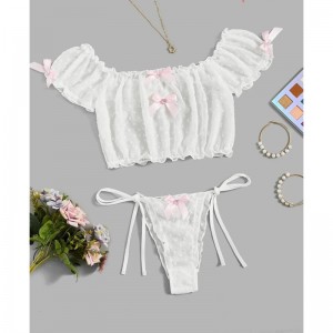 Venta al por mayor Día de San Valentín Femenino Dos piezas Sujetador Panty Set Erotica Sensual Ropa interior Encaje Mujeres Sexy Lenceria Lencería Sexy