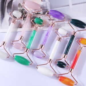 Roller cara adelgazante masajeador ascensor herramienta resina masaje facial rodillo masaje masaje belleza cuidado con con forma de cabeza doble