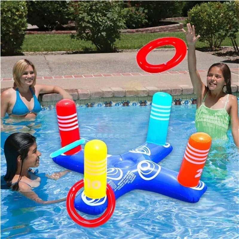 Juego de juguetes de agua del anillo denatación flotante, juego de lanzamiento de anillo inflable, fiesta de juego al aire libre para interiores para adultos para adultos