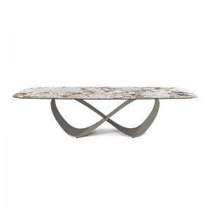 Italiano High End de acero inoxidable de acero inoxidable moderno Long Luxury Rectangular Black Sintered Stoner Table de comedor 12 Seator