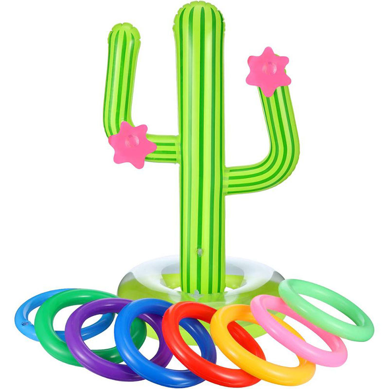 Juego de lanzamiento de anillo de cactus inflable Flotante, Cactus Game Float