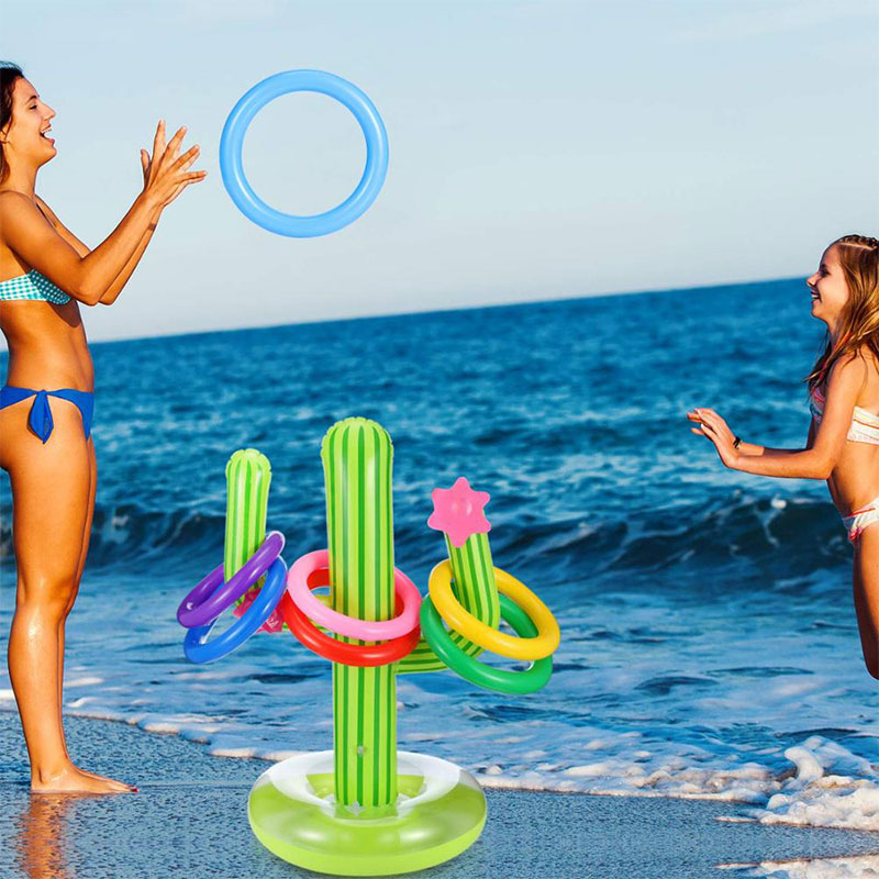 Juego de lanzamiento de anillo de cactus inflable Flotante, Cactus Game Float