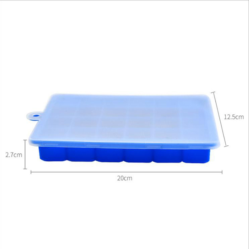 BPA Free 15-cavidades silicona con cubierta para fabricantes de hielo molde de forma cuadrada de silicona molde de hielo bandejas de cubos de hielo