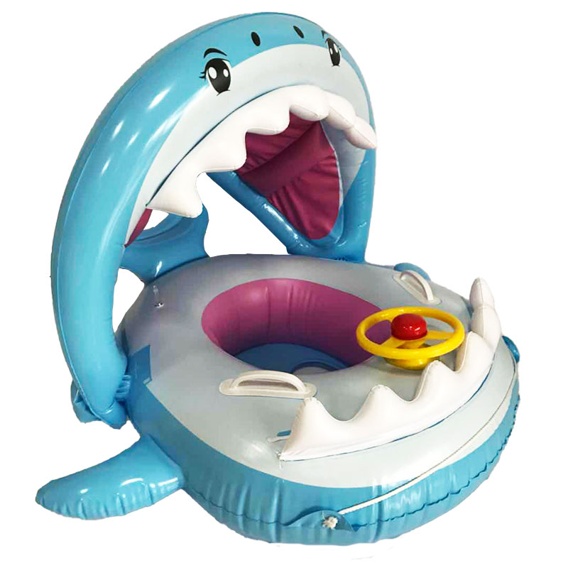 Niños de 6 a 36 meses flotan, piscina para la piscina flotante con tiburón con dosel inflable