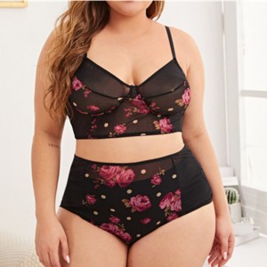 Conjunto de lenceríanegro estampado sexy al por mayor