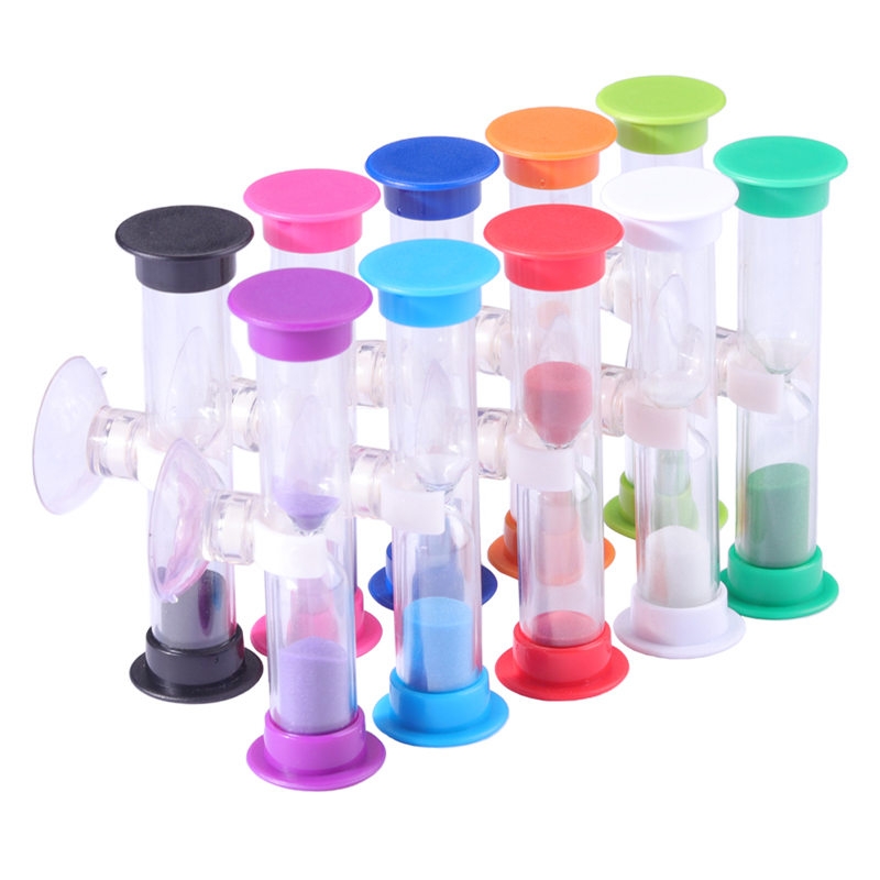 Venta caliente de fábrica Colorida Mini de 135 minutos Temporizador de arena de plástico Copa de succión Remasta