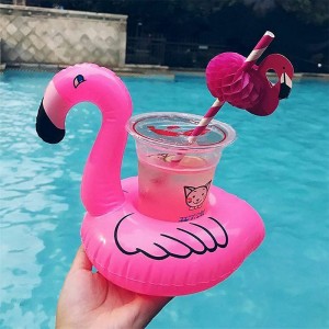 mini portavasos inflable flamingo bebida flotante agua de bebida asiento