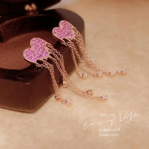 Nuevo diseño Pink Sapphire Tassel 18k Gold Gold Gift for Girl