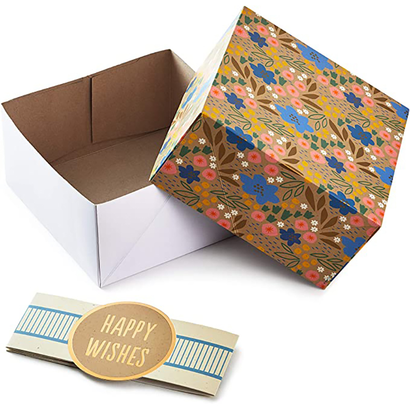 Cajas de regalo de Hallmark con bandas de envoltura, tamaños surtidos (paquete de 3: lindas flores y rayas) para cumpleaños, duchas denovia, día de la madre, mejores amigos