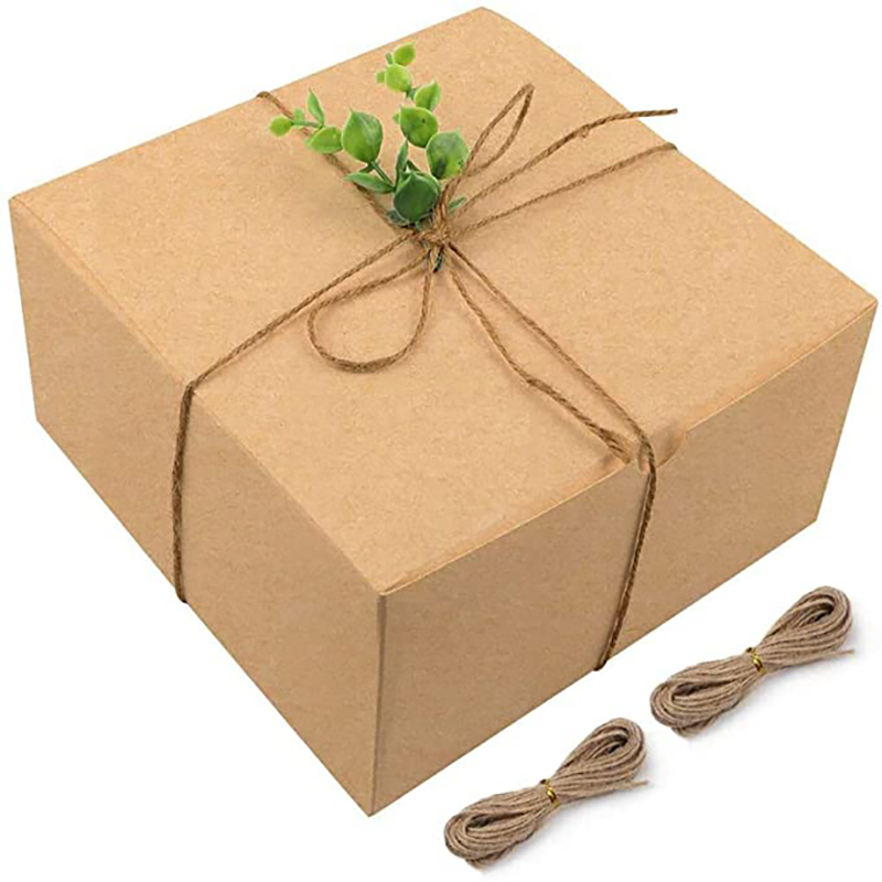 Moretoes Brown Regalo Regkes Pack 8x8x4 pulgadas, cajas de cartón de regalo de papel con tapas para regalos de Navidad, cajas de propuestas de dama de honor, cajas de magdalenas, caja de regalo de elaboración