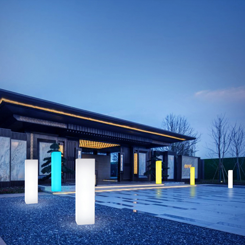 Evento de fiesta de la luz del jardín al aire libre del agua Festival de la boda Lámparas decorativas de la boda Lámpara de columna cuadrado de color arcoiris Luz