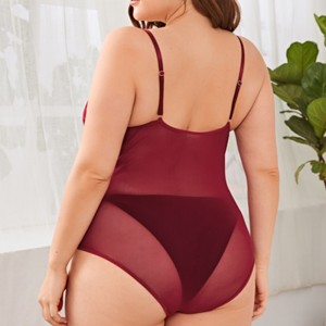 Arnés de moldura de vieiras de encaje floral Bodysuit de peluche para vestido denoche