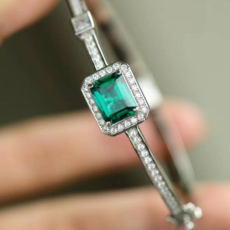 Sterling Silver 925 con brazalete de diamante colorido con alto contenido de carbono