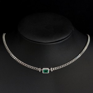 2022 NUEVO 1CT COMENTO EMERDA Cultivado 925 Collar simple de plata ajustable
