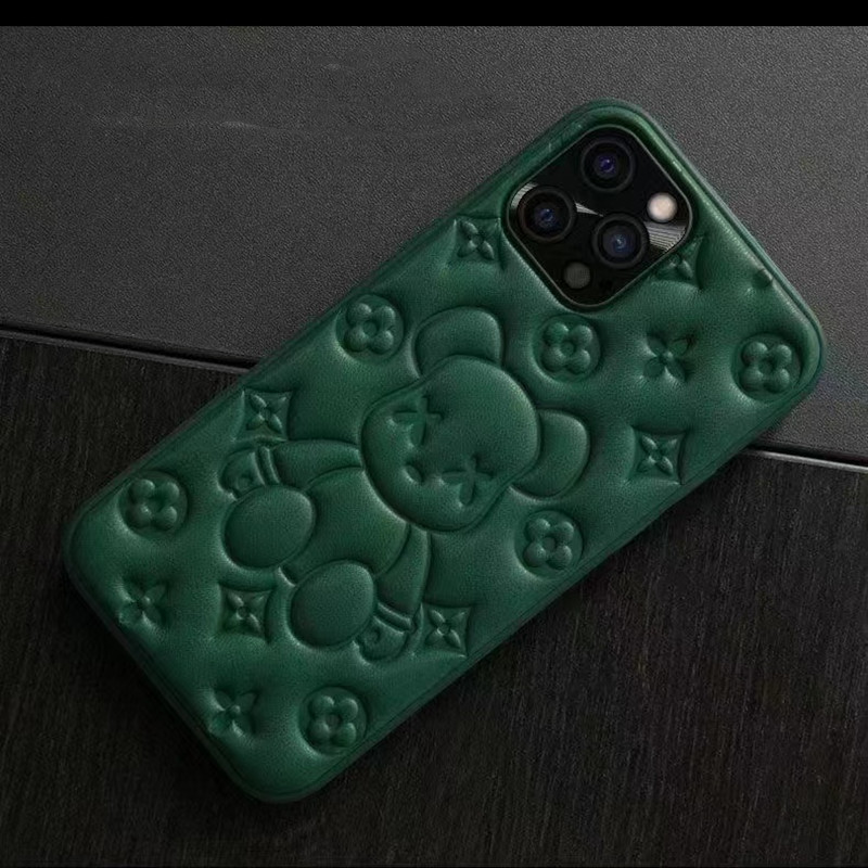 Nueva caja de teléfonos móviles, Apple iPhone13Pro Leather Bear Proceso de estampado 3D Case de cuero protector de teléfonos móviles