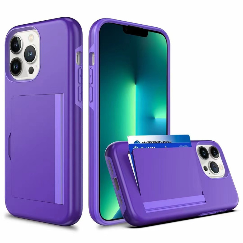 Adecuado para la caja de teléfonos móviles Apple iPhone13Pro, con estuche de teléfonos móviles de diseño de tarjeta incorporado y estuche de cuero de teléfono móvil.