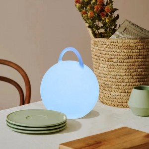 Atmósfera de colorida LED lámpara de mesa denoche con mango Táctil Control Wireless Carga redonda de mesa moderna con altavoces
