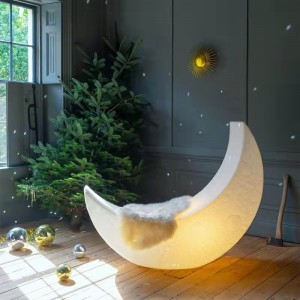 Silla de columpio luminoso led led al aire libre/indoor plástico luna luna luminosa mecedora lunar silla