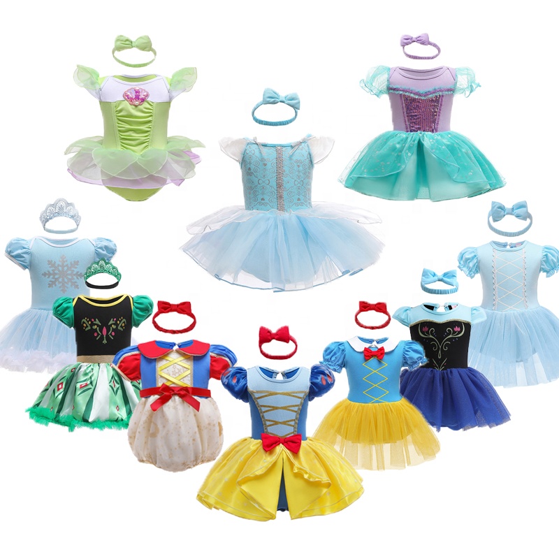 Halloween Girls Princess Comper 1 vestido de cumpleaños de 2 años ropa de hada elegante para los reciénnacidos Elsa Ariel Rapunzel Belle Dress
