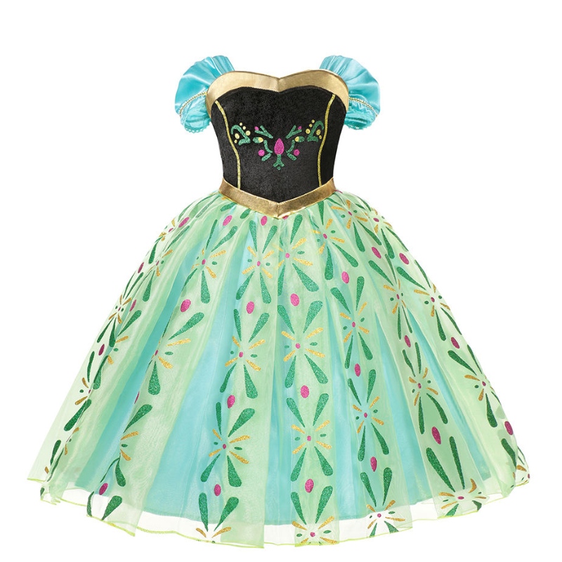 Vestido de princesa de Anna paraniñas Floral Floral Mesh Prom Gown Kids Halloween Cosplay Snow Queen Disfraces